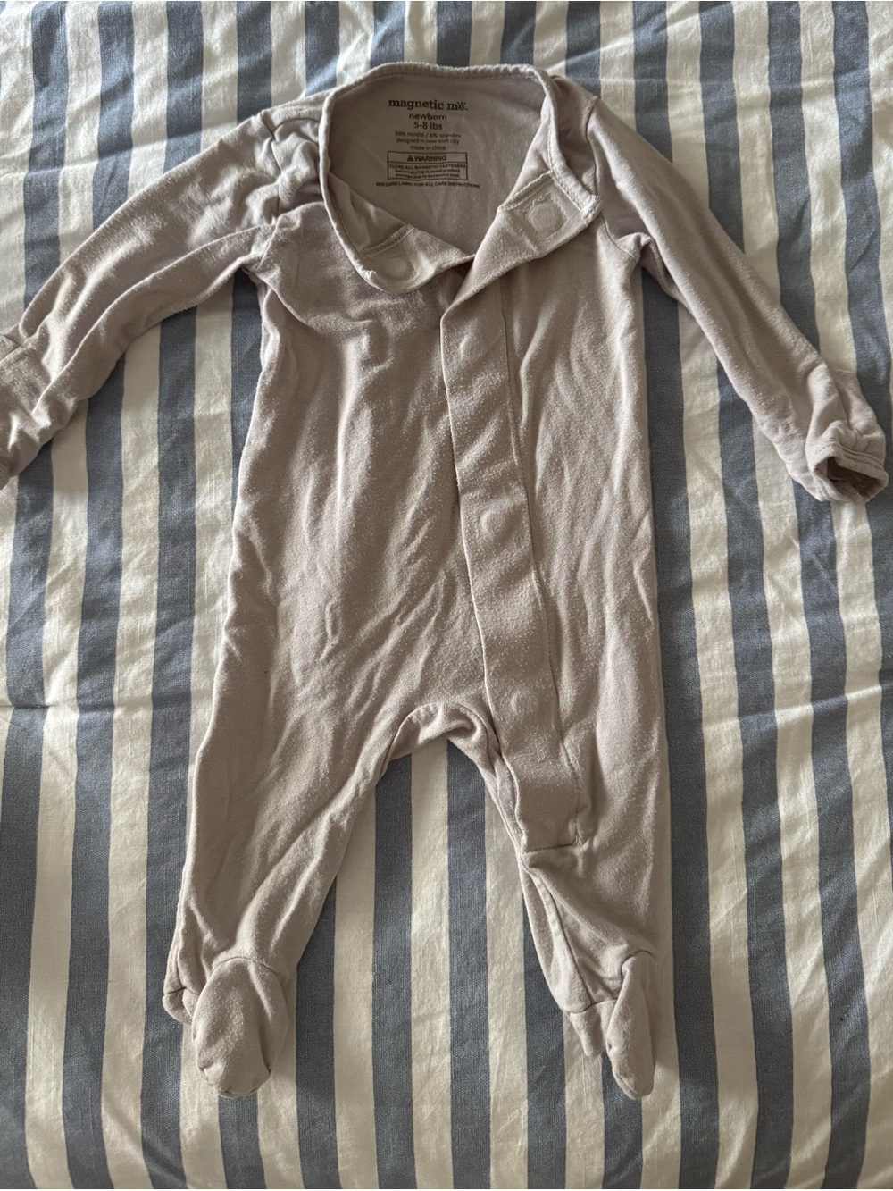Magnetic Me Cream/Gray Footed One-Piece Newborn